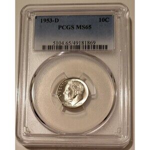 1953 D Roosevelt Dime MS65 PCGS
